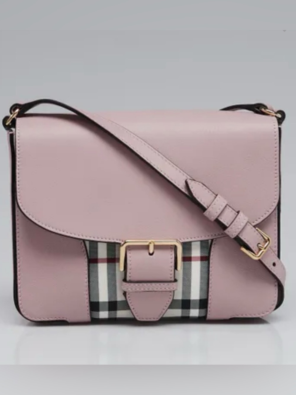 Burberry Haymarket Check Pink Leather Crossbody